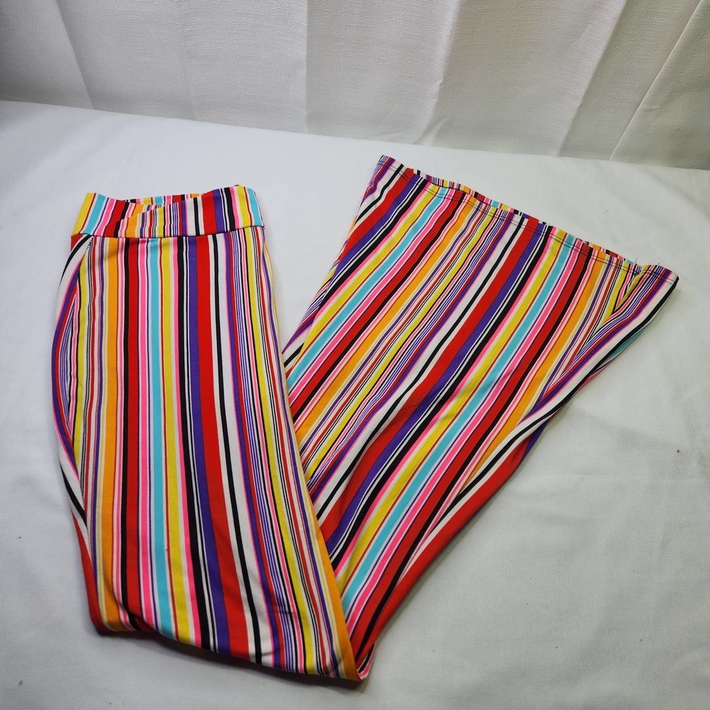 Vintage Multicolor Striped Flare Pants
